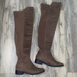 Over the knee taupe boots